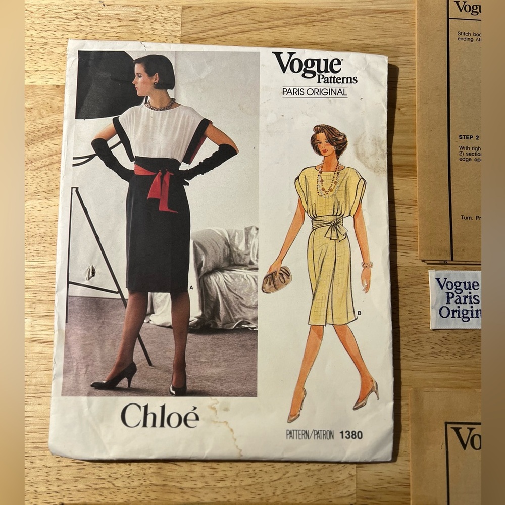 Vogue Patterns #1380 Chloe’ Paris Original Pattern with Original Label Sz 10